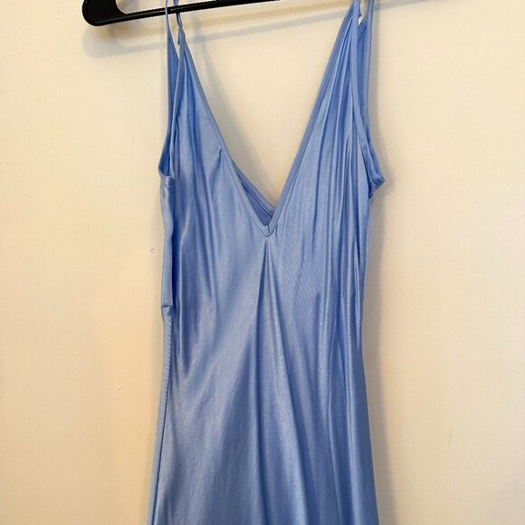 Asos Light Blue Satin Slip Maxi Dress - Picture 8 of 10